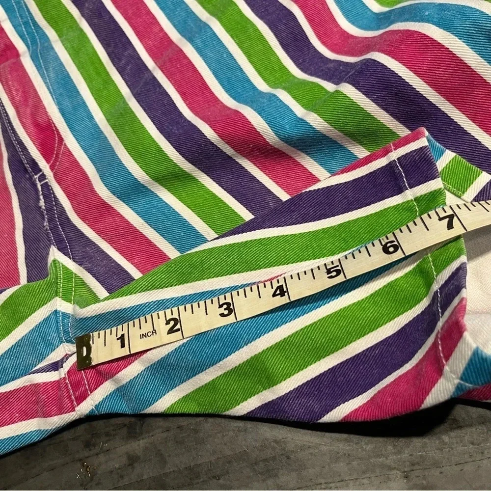 Vintage Joy Ride Colorful Striped Cotton High Rise Denim Shorts 26-27” Waist - Picture 7 of 8